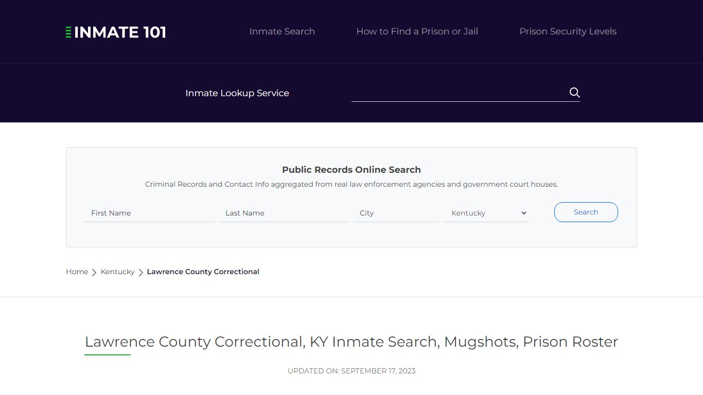 Lawrence County Correctional, KY Inmate Search, Mugshots, Prison Roster ...